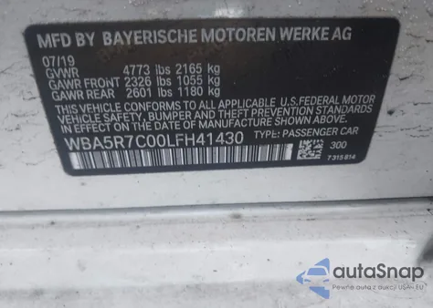2020 BMW 330I xDrive from USA, damaged, VIN WBA5R7C00LFH41430